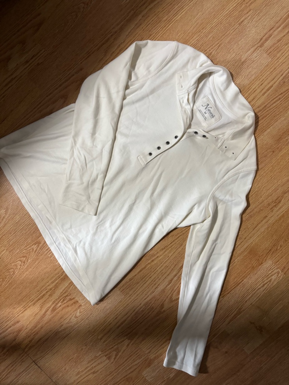 Natural Reflections Ivory Snap-Front Henley